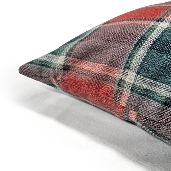 Highland Felt Crimson & Evergreen Plaid Throw Pillow 19x19