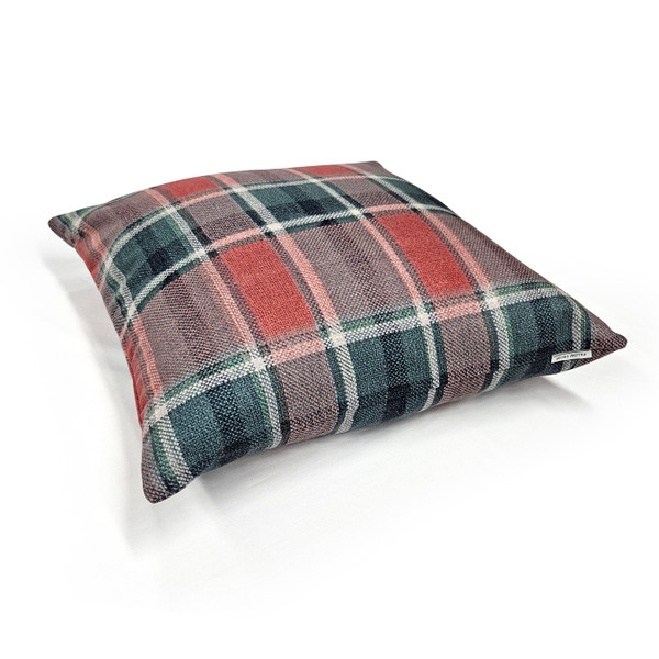 Highland Felt Crimson & Evergreen Plaid Throw Pillow 19x19