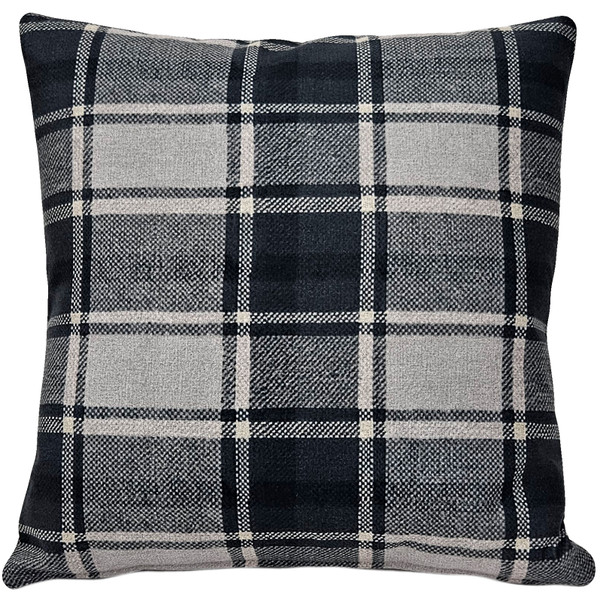 Highland Felt Charcoal & Silver Plaid Throw Pillow 19x19