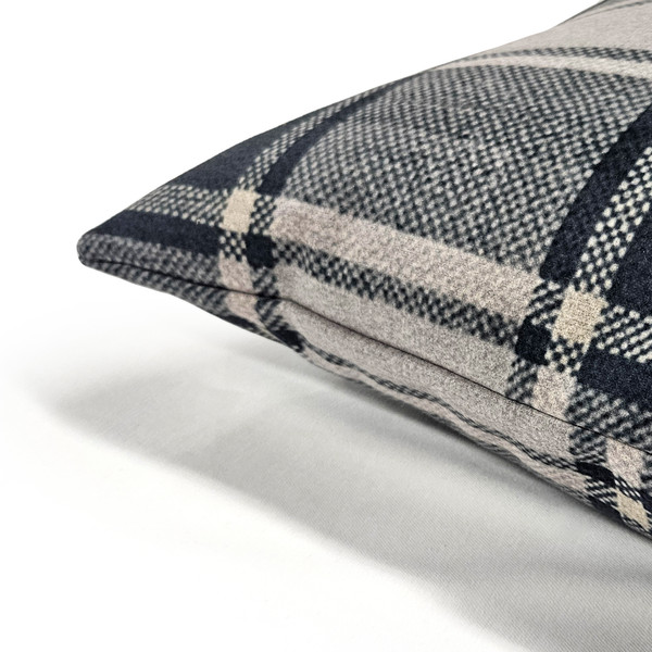 Highland Felt Charcoal & Silver Plaid Throw Pillow 19x19