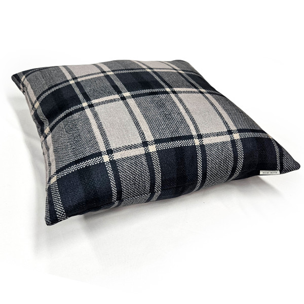 Highland Felt Charcoal & Silver Plaid Throw Pillow 19x19