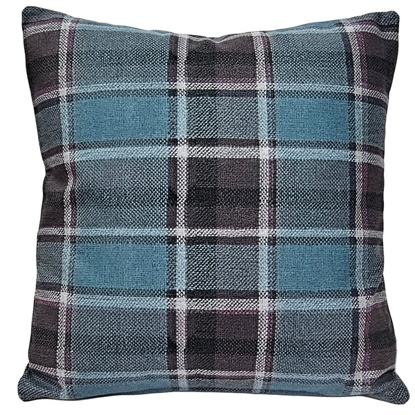 Highland Felt Indigo & Heathered Plum Plaid Throw Pillow 19x19
