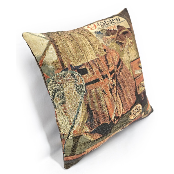 Angler's Cache Belgian Tapestry Throw Pillow 19x19