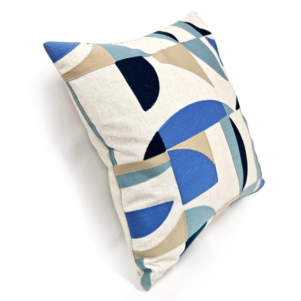 Prism Abstract Blue Embroidered Throw Pillow 22x22