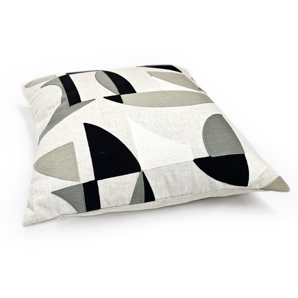 Prism Abstract Black Embroidered Throw Pillow 22x22