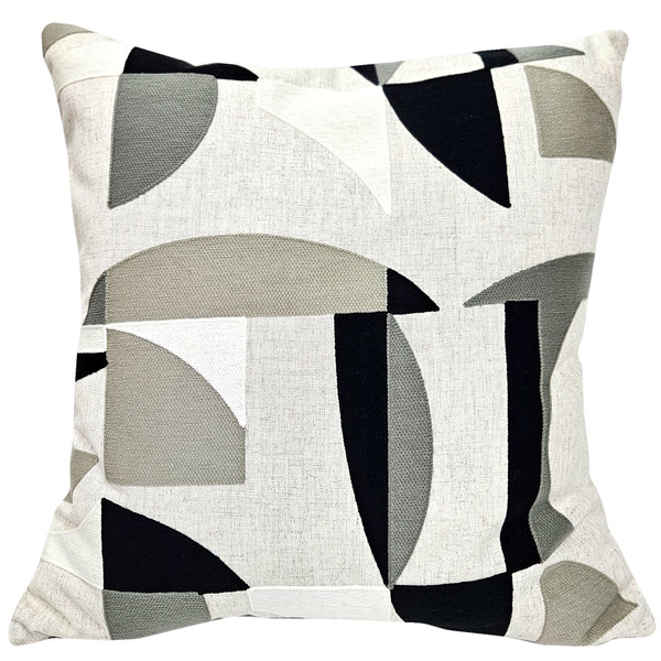 Prism Abstract Black Embroidered Throw Pillow 22x22