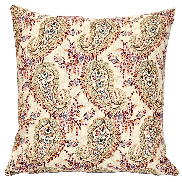 Sunset Paisley Cotton Square Throw Pillow 25x25