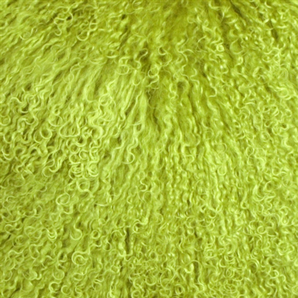 Mongolian Sheepskin Green Throw Pillow