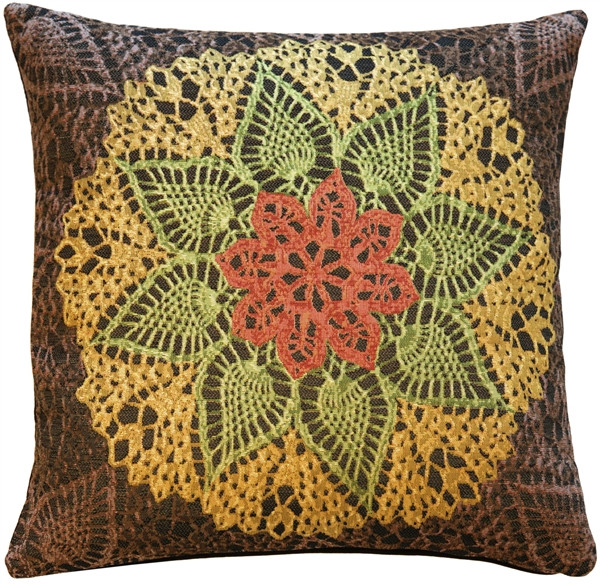 Crochet Flower 19x19 Tapestry Pillow