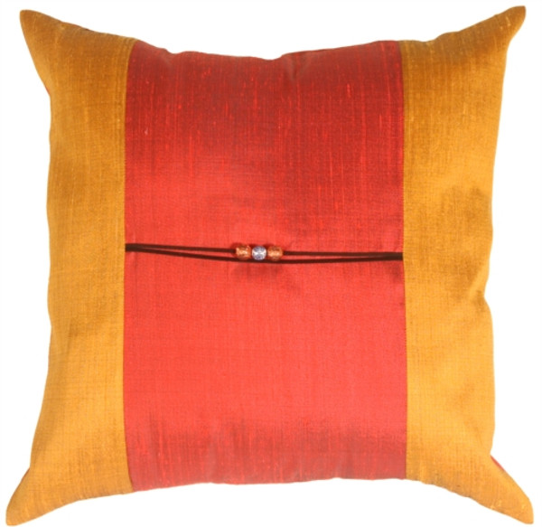 Oriental Beads Red Square Throw Pillow