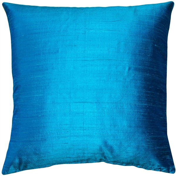 Sankara Peacock Blue Silk Throw Pillow 18x18