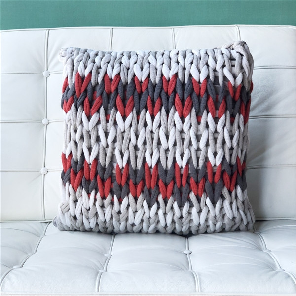 Hygge Nordic Red and Gray Chunky Knit Pillow