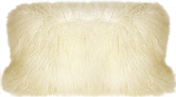 Mongolian Sheepskin Natural White Rectangular Pillow