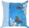 Floral Silk and Seude Square Blue Accent Pillow