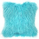 Mongolian Sheepskin Turquoise Blue Throw Pillow
