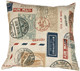 Vintage Postage Stamp Multicolor 18x18 Throw Pillow