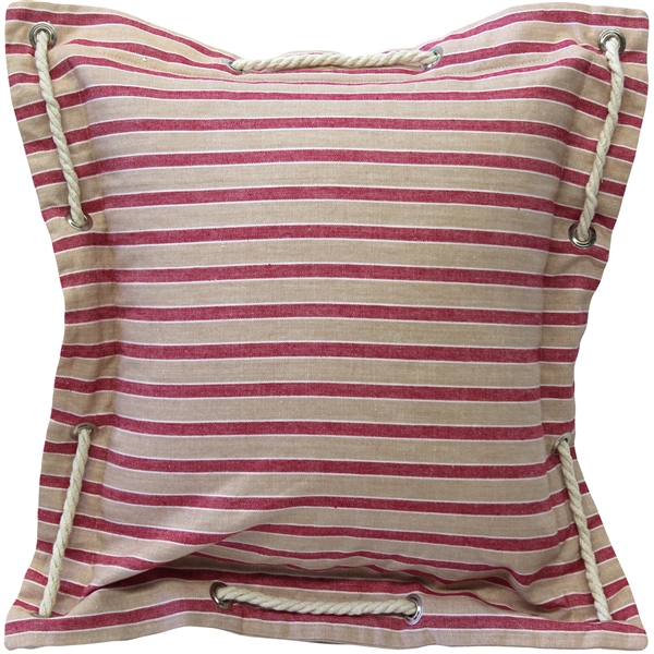 Nautical Stripes Pink Cotton Throw Pillow 16x16 Pillow Decor