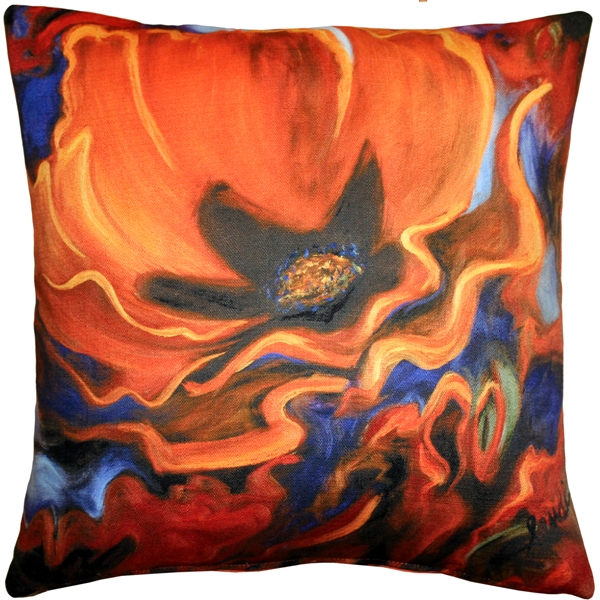 Orange Poppy 20x20 Throw Pillow