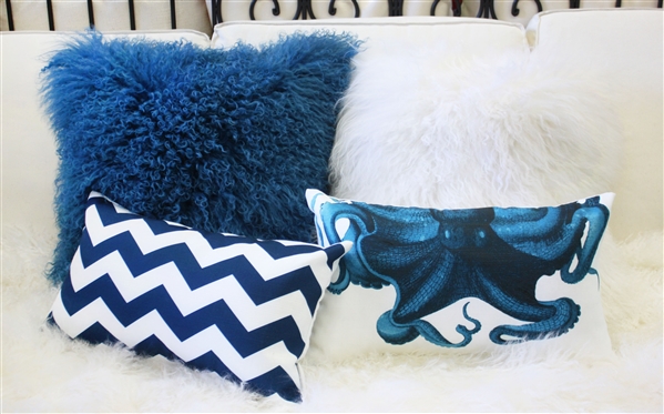 Chevron Bold Blue Throw Pillow 12x19 - Pillow Decor