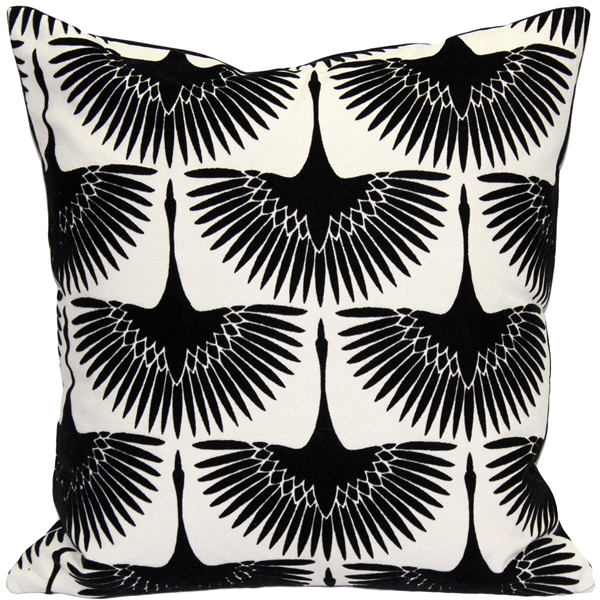 Winter Flock Black and White Throw Pillow 20x20