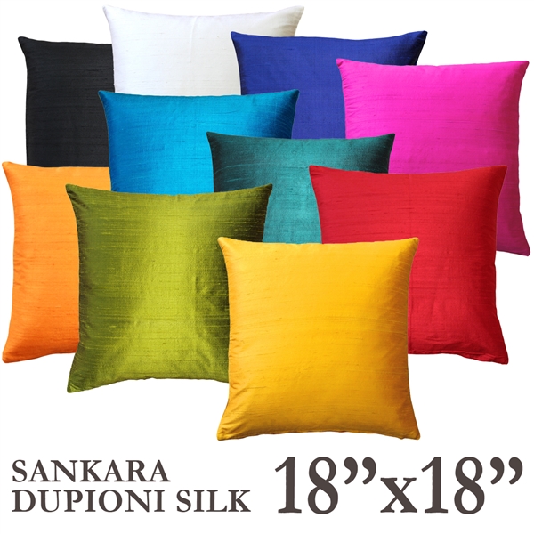 Sankara Silk 18 Inch Square Throw Pillows in 19 Colors