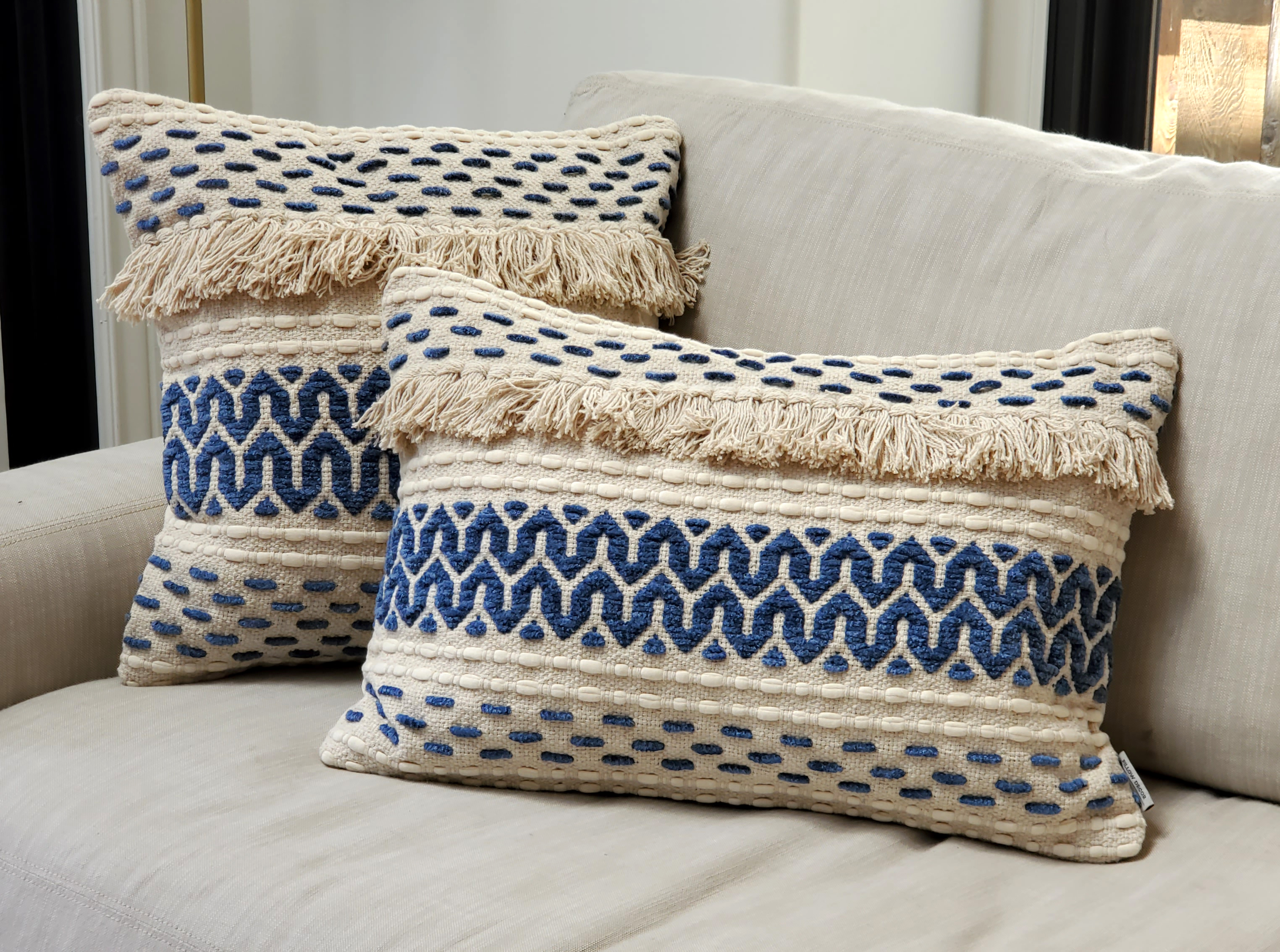 Blue 2025 boho pillow