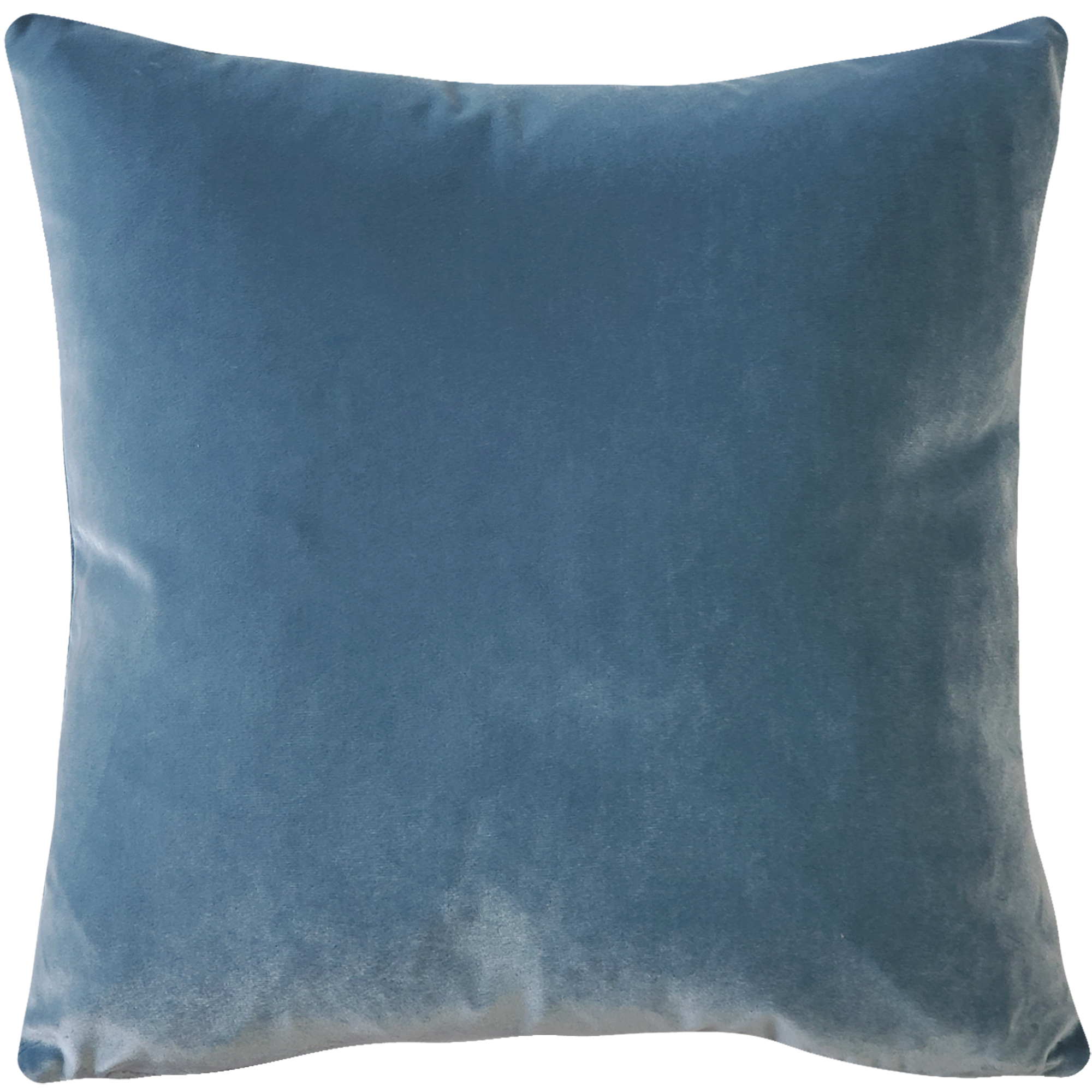Throw Pillow Cotton Velvet Blue with Piped Pattern 18 Square