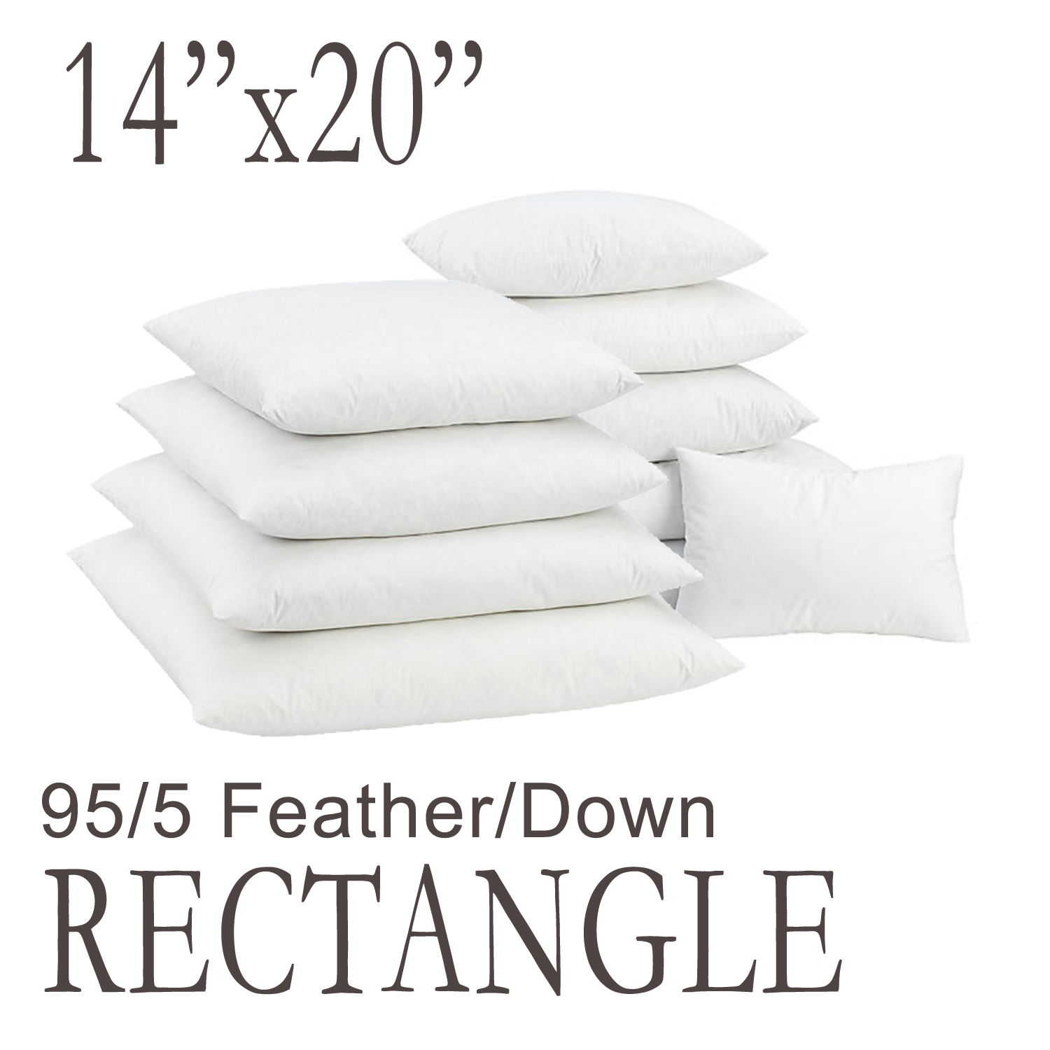 95% Feather 5% Down, Square Decorative Pillow Insert - MADE IN USA