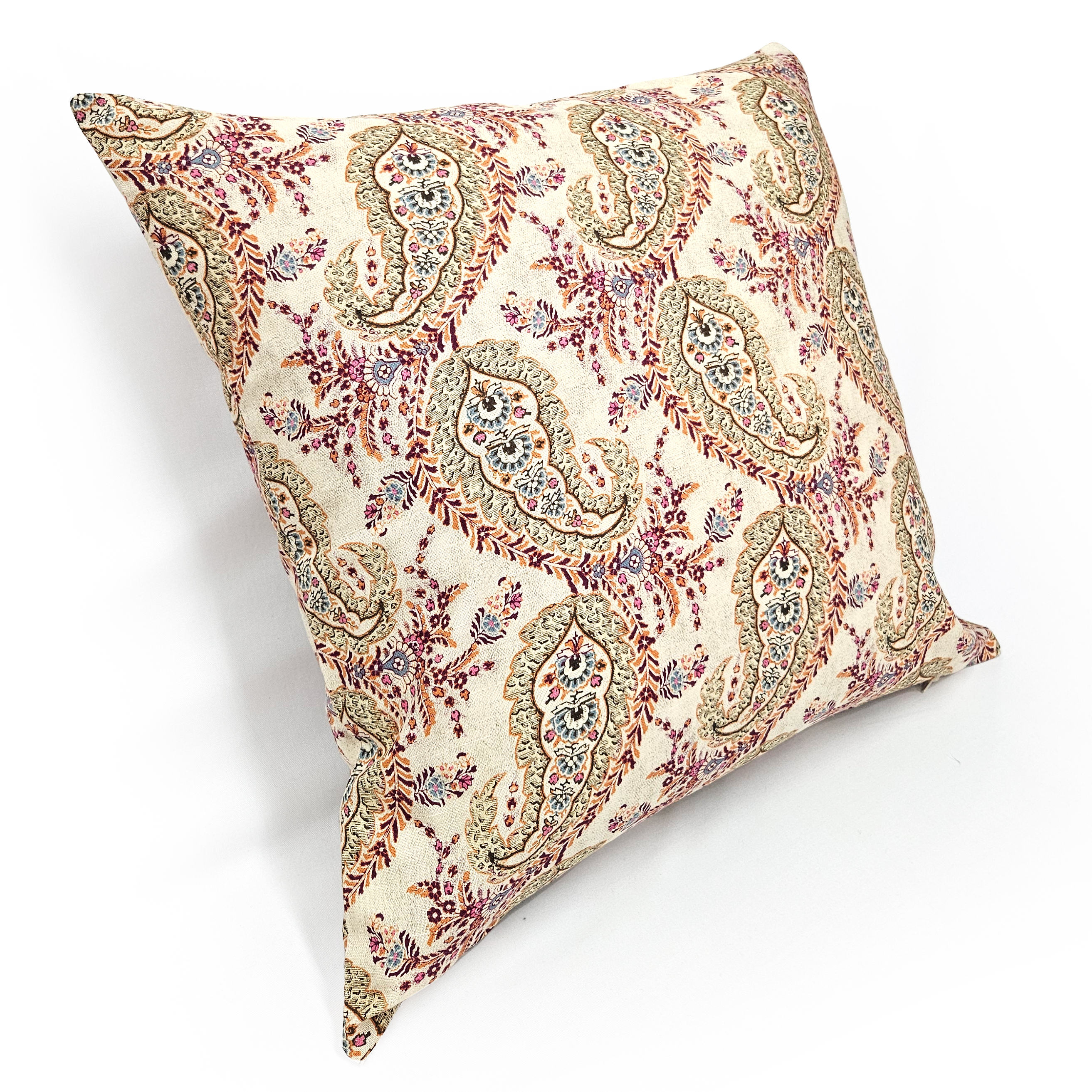 Pottery Barn Linen Blend Throw Pillow Sham – Blue Paisley Ikat Boho 18x18