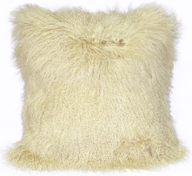 Mongolian Sheepskin Natural White Throw Pillow - Pillow Decor