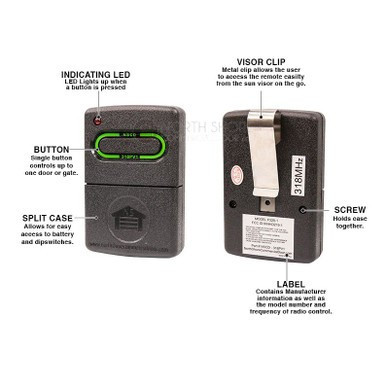 NSCD-318PV1 Allstar Compatible Remote | 318 MHz Garage Door Opener