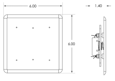 BEA Square Stainless Steel Push Plate 6 quot w/Plain Face 10PBS610