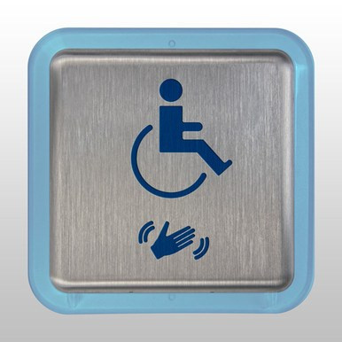 BEA 4-3/4 in. Sq. MagicSwitch Touchless Plt w/Handicap Logo & Waving Hand ONLY Illuminated LED