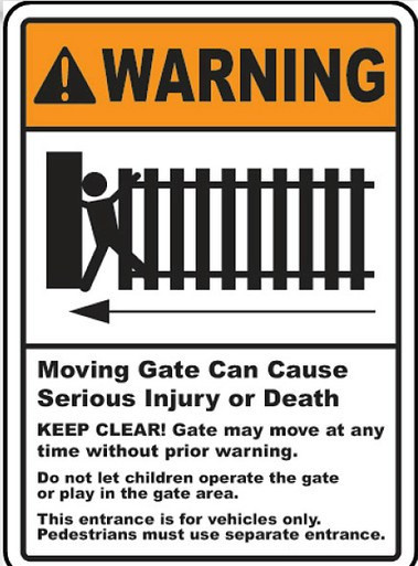 SIGN - WARNING MOVING GATE C-1218-WGI