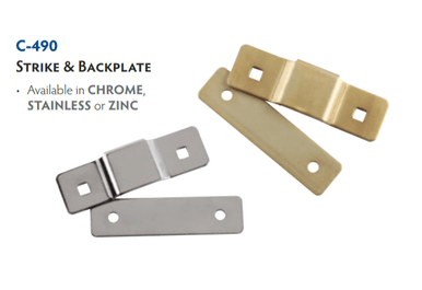 C-490-BP Back Plate for Flat Door Latch Strikes CHROME or ZINC 