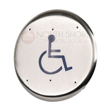 BEA 6 Round Push Plate w/blue Handicap Logo only 10PBRLL