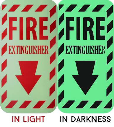 LumAware ZER0-ENERGY Illuminating FIRE EXTINGUISHER Safety Sign