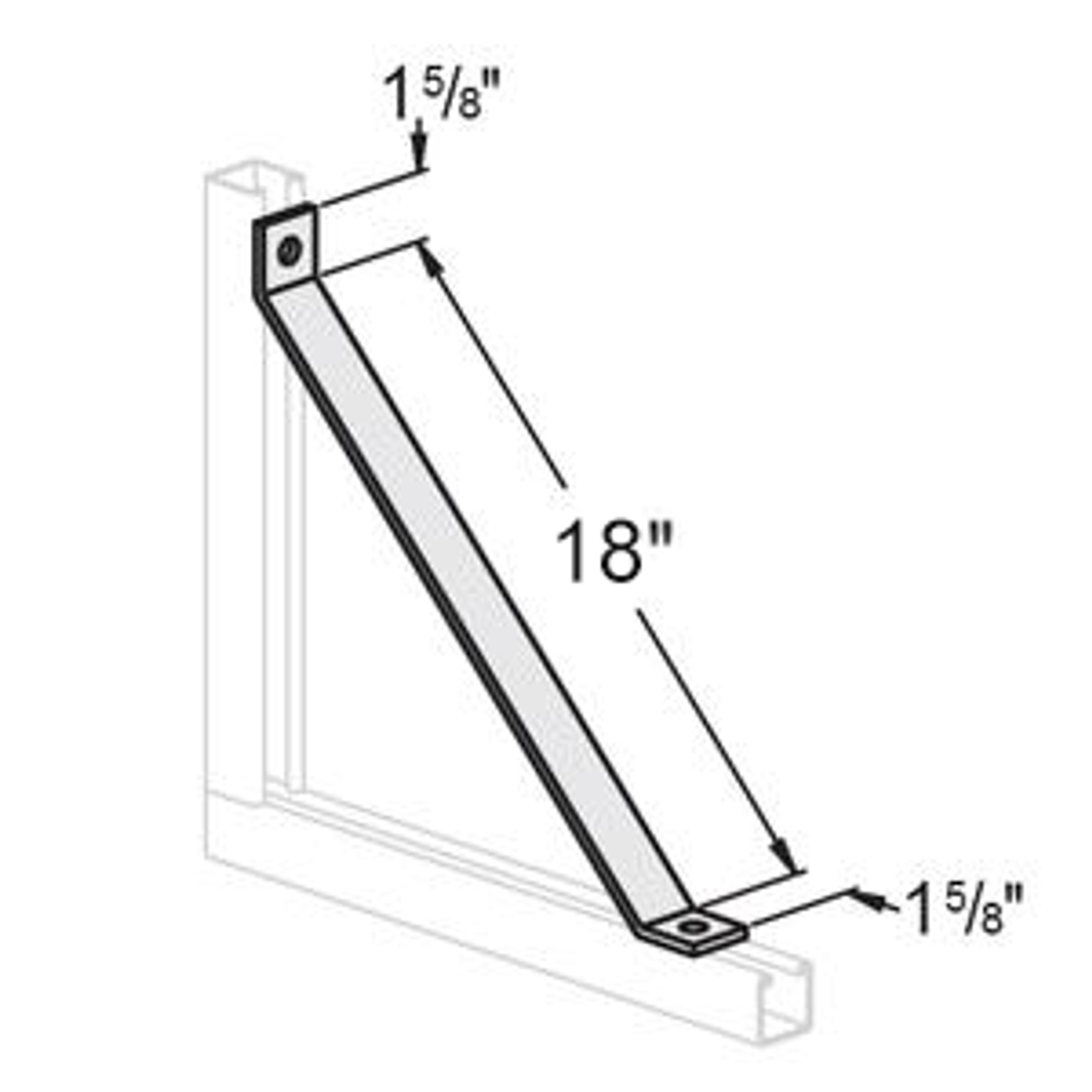 2 HOLE FLAT CHANNEL BRACE, 18" - ELECTRO GALVANIZED