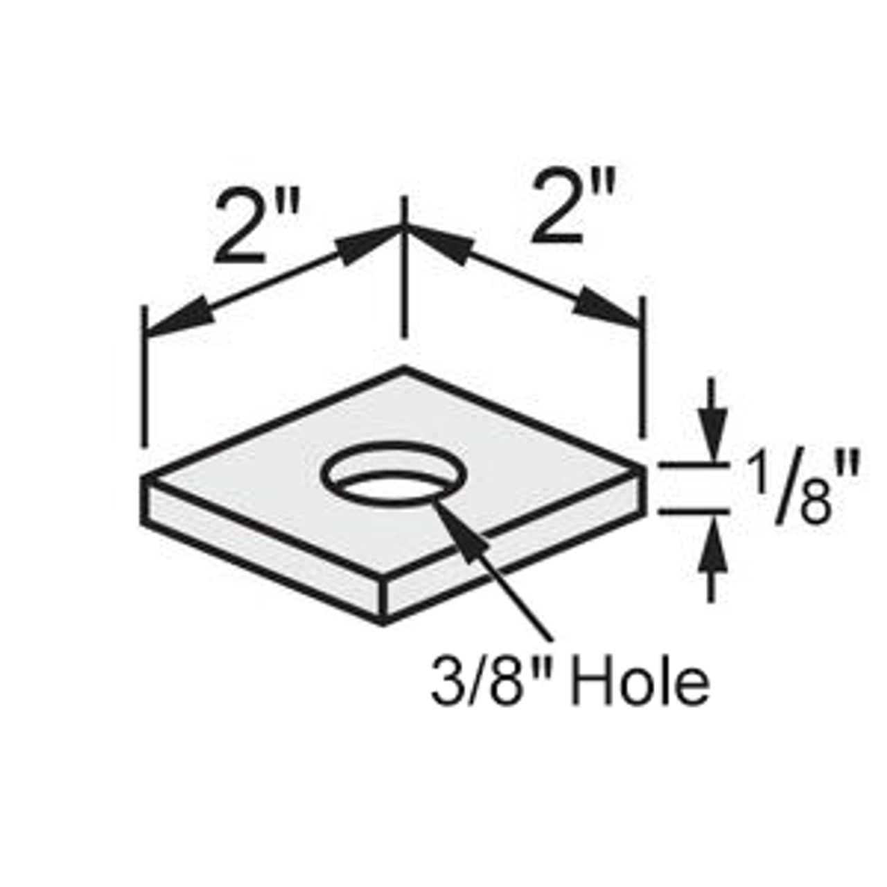 SQUARE WASHER 2" X 2", 3/8" HOLE - ELECTRO GALVANIZED