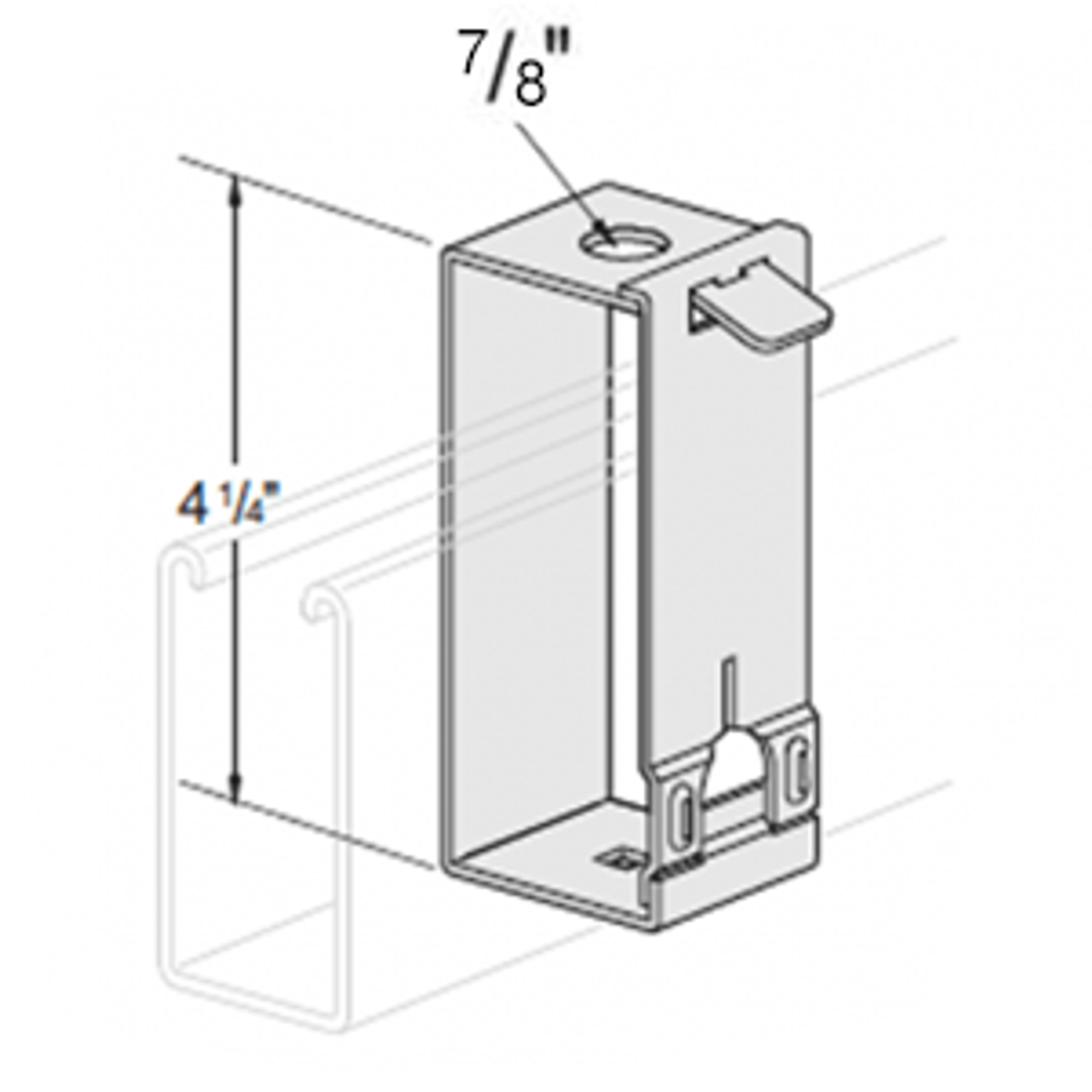 SWING GATE HANGER FOR 3-1/4" CHANNEL WITH 7/8" HOLE - ELECTRO GALVANIZED