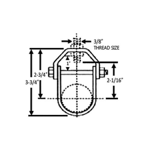 1-1/2" STANDARD DUTY CLEVIS HANGER, 3/8" THREAD - ELECTRO GALVANIZED