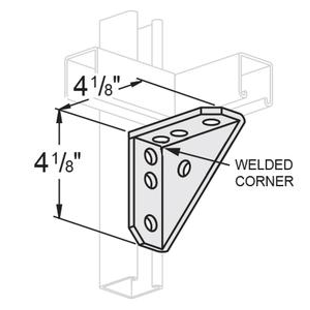 7 HOLE UNIVERSAL CORNER ANGLE WELDED - 4-1/8 X 4-1/8 - ELECTRO GALVANIZED