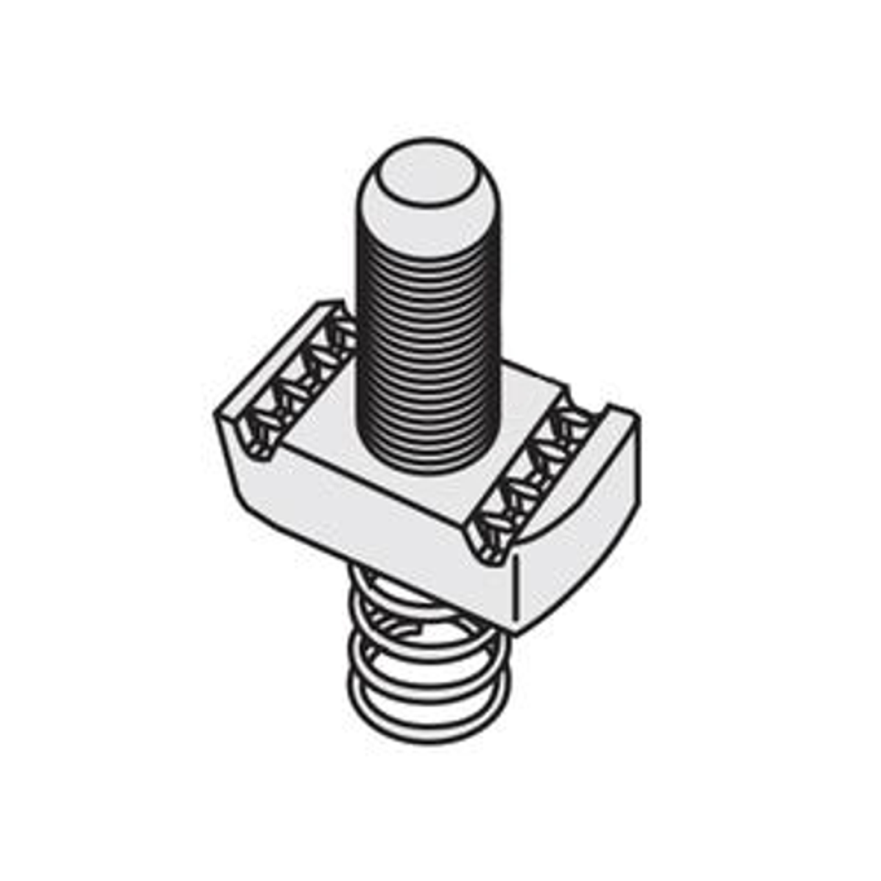 1/2-13 X 2-1/2 REGULAR SPRING CHANNEL NUT W/STUD, 1/2 THICK - ELECTRO GALVANIZED
