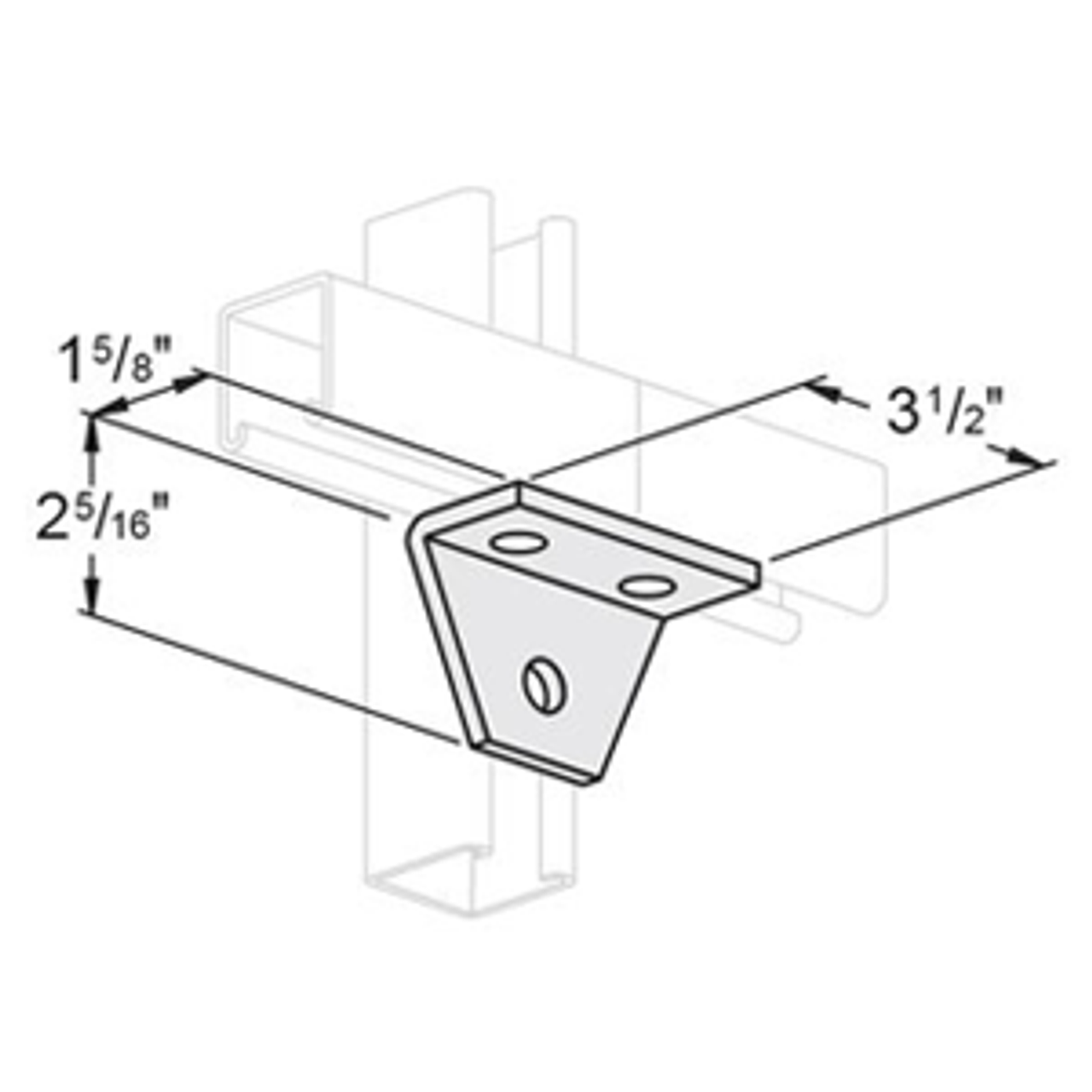 3 HOLE SHELF ANGLE - 1-5/8 X 2-5/16 - ELECTRO GALVANIZED