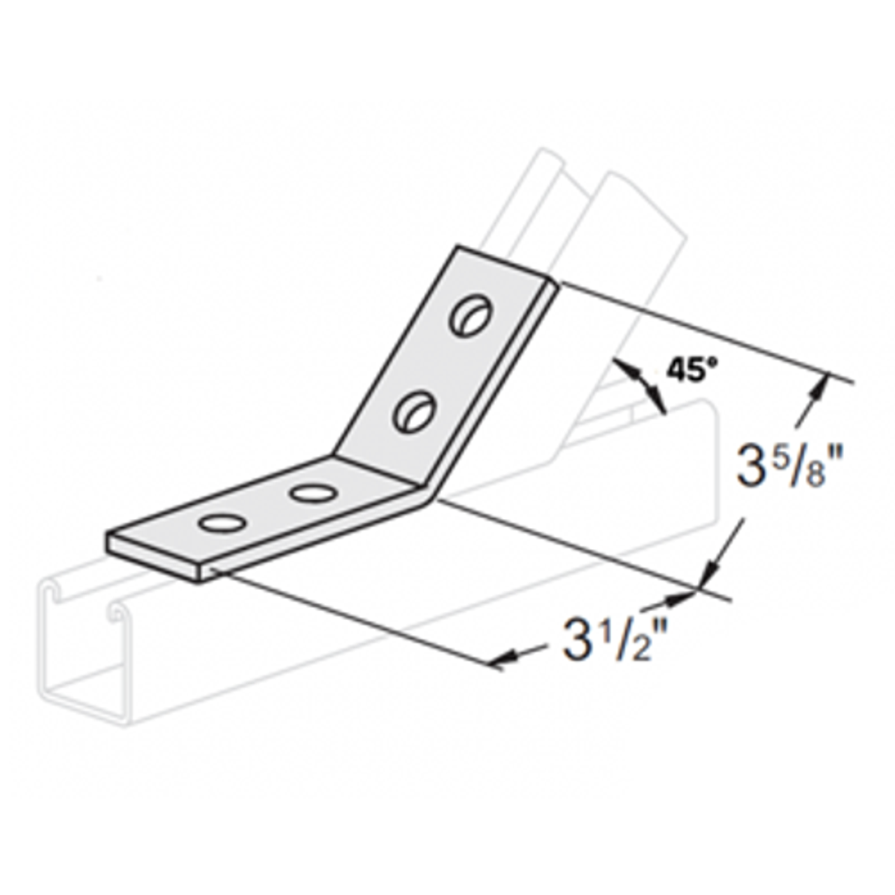 4 HOLE OPEN ANGLE CONNECTOR 45° - 3-1/2 X 3-5/8 - HOT DIPPED GALVANIZED