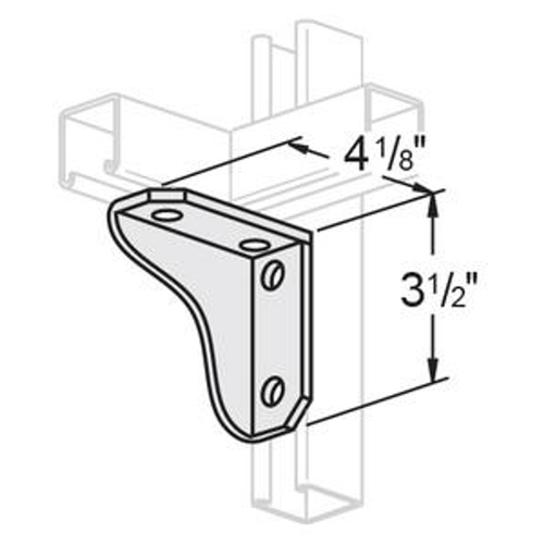 4 HOLE RIGHT HAND GUSSET CORNER ANGLE - 3-1/2 X 4-1/8 - HOT DIPPED GALVANIZED