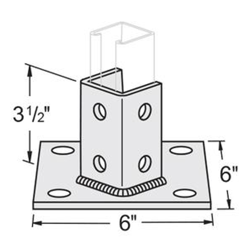 6 Hole Angled Single Channel Post Base - 6