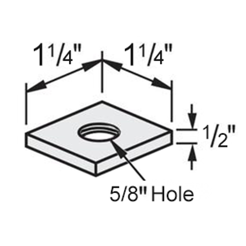 SQUARE NUT 1-1/4" X 1-1/4", 5/8" HOLE - YELLOW ZINC