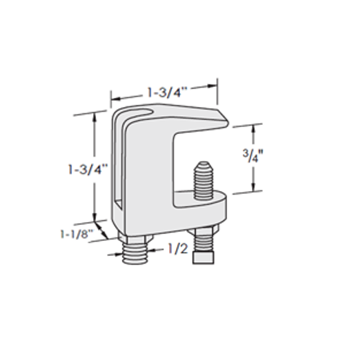 UNIVERSAL MALLEABLE BEAM CLAMP FOR 1/2" ROD - 316 STAINLESS STEEL