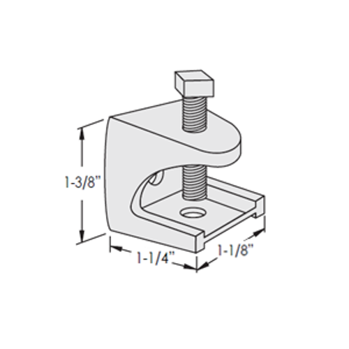 ROD/INSULATOR MALLEABLE BEAM CLAMP FOR 1/4" ROD - 316 STAINLESS STEEL